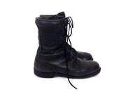 Vintage 80s Black Leather COMBAT Distressed MILITARY Lace Up GRUNGE Ankle Boots Womens 8