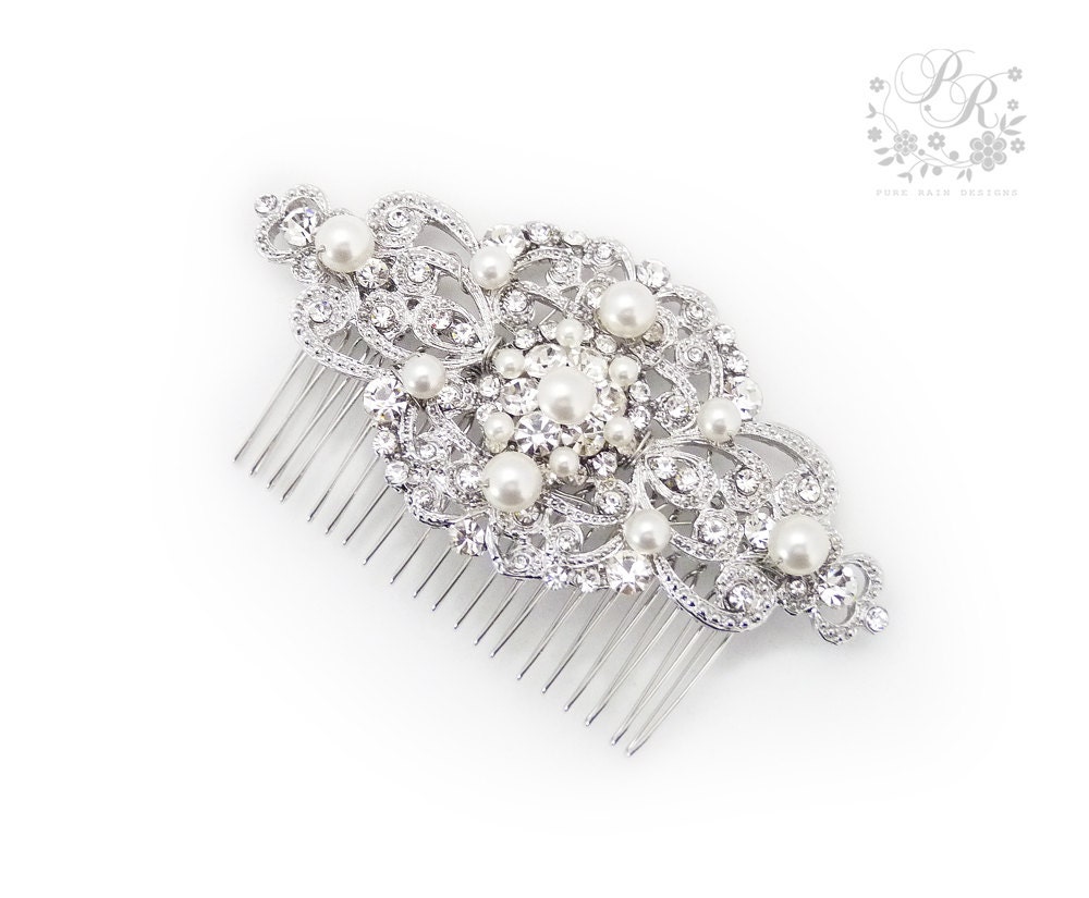 Wedding Hair Comb Swarovski Pearl Rhinestone & Crystal Bridal hair comb or sash applique hair accessory Wedding tiara