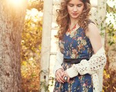 Blue Floral Print Bridesmaid Dress - Size Small
