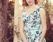 Blue Floral Bridesmaid Dress - Size Medium