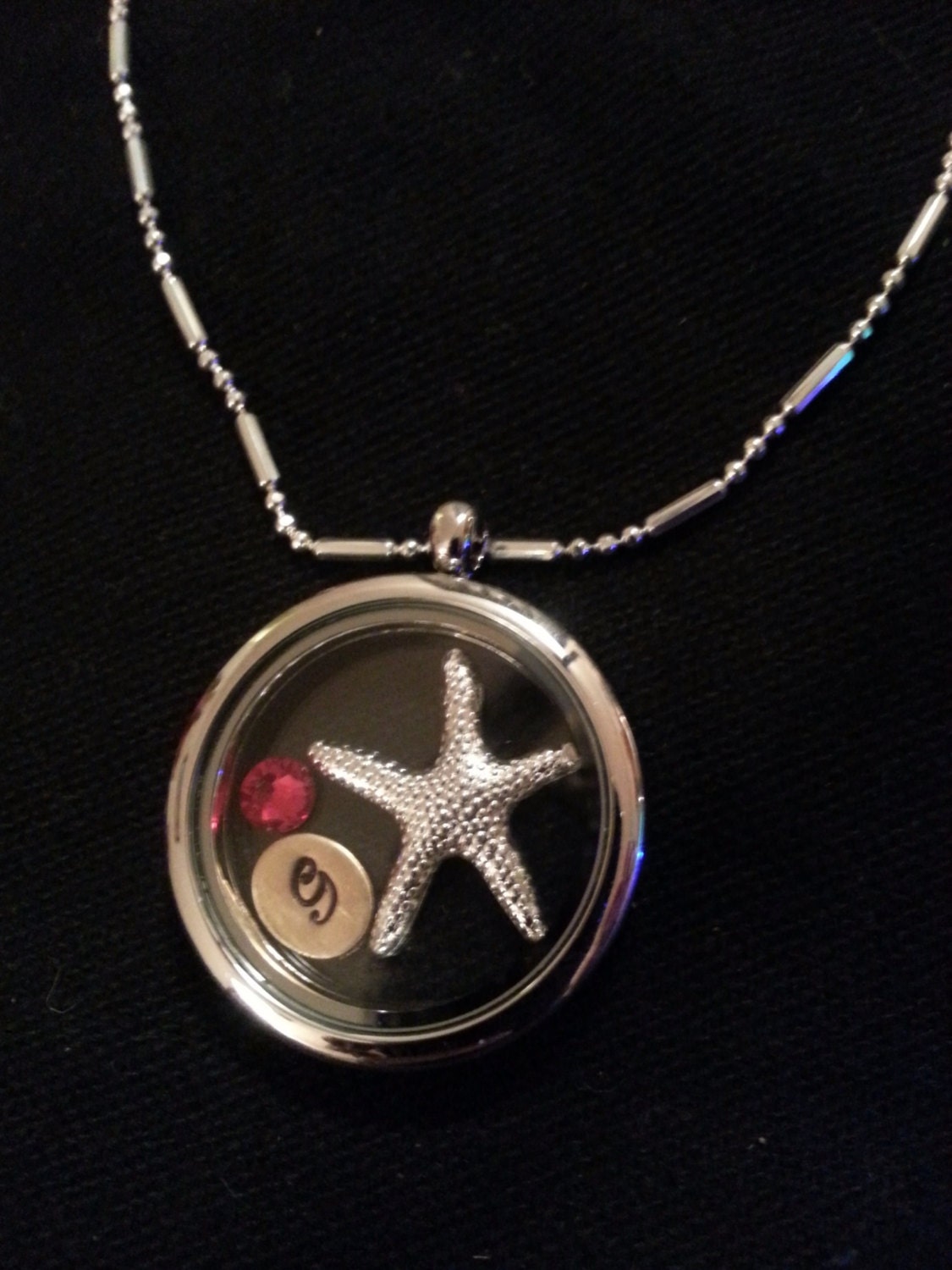 Hand Stamped Floating Charm Necklace with Starfish