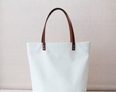 White Canvas tote bag with leather handles - ForestBags
