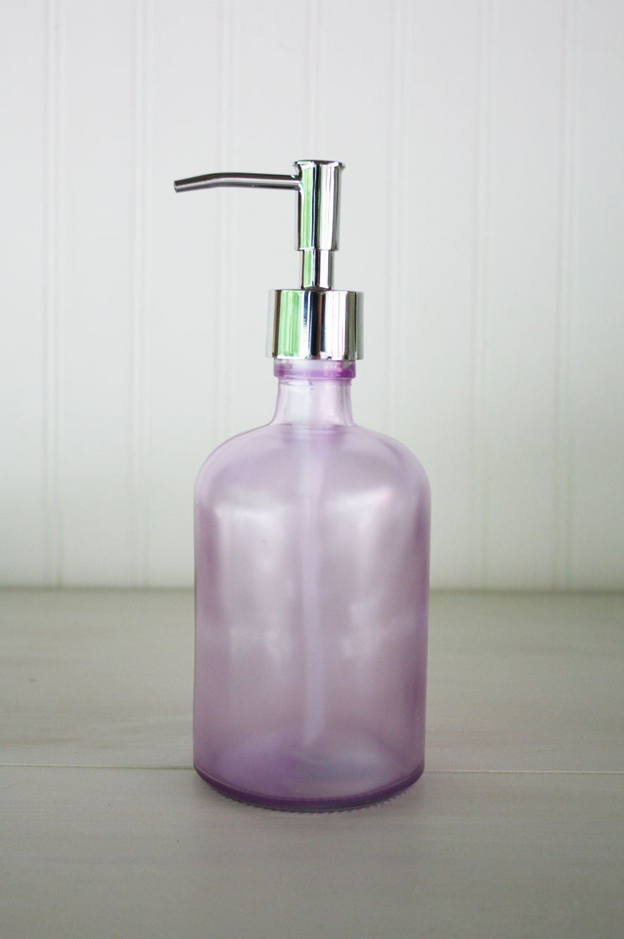Recycled Glass Soap Dispenser - Beach Sea Glass Purple