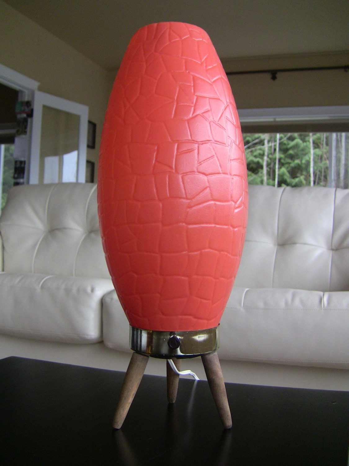 Vintage Tripod Lamp-Orange Retro Light-Tripod Table Lamp-Vintage Lighting-Mod Home Decor