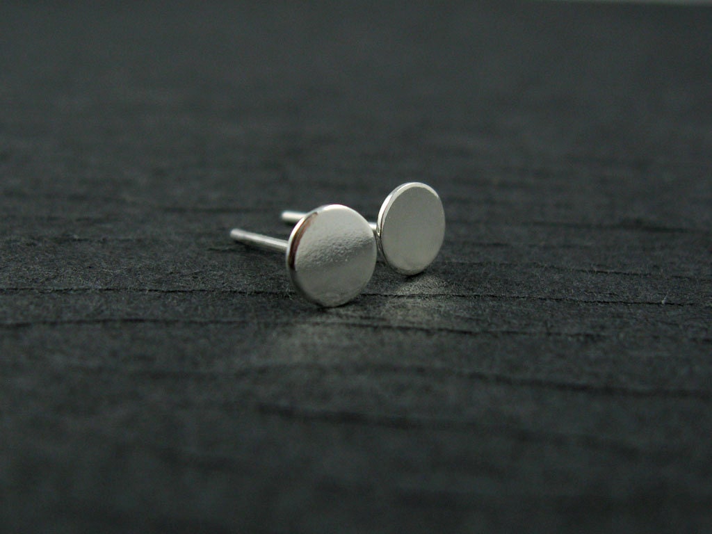 5.6mm Recycled Sterling Silver Disc Stud Post Earrings