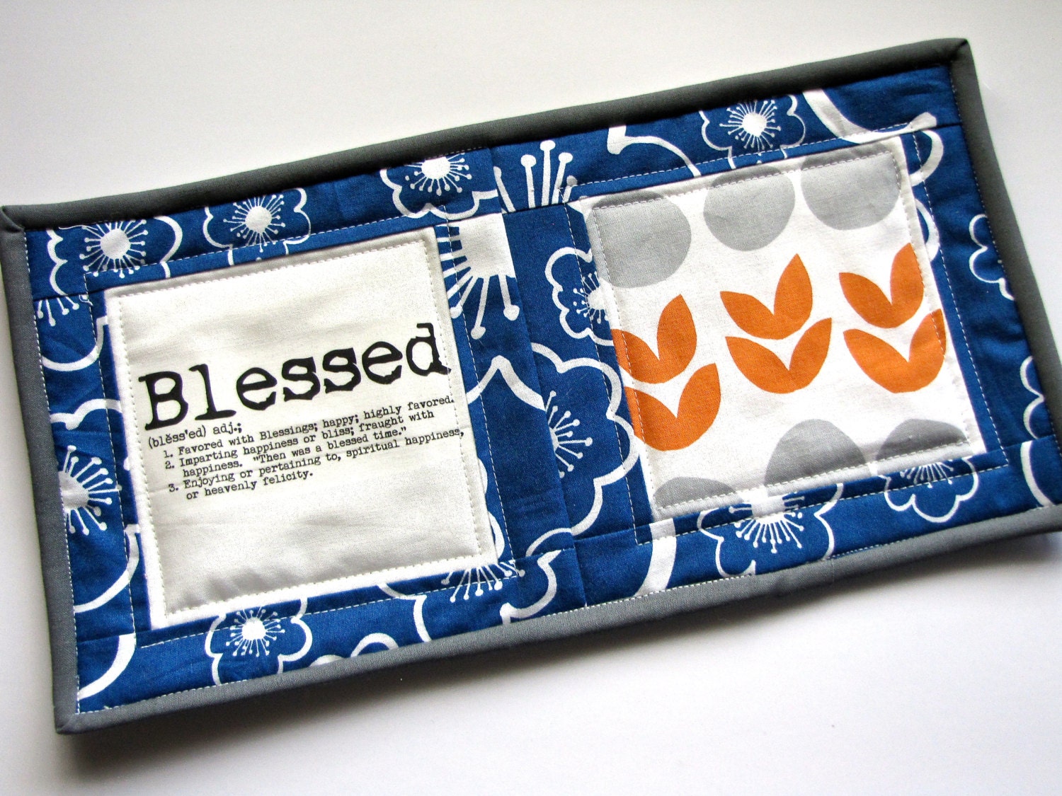 blessed mini quilt, quilted mug rug, mug mat, inspirational mini quilt
