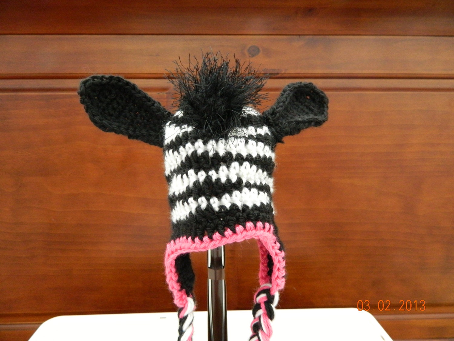 Cutest zebra hat ever, crocheted with earflaps, sizes youth or adult, winter hats, animal hat, toddler hat, teen hats, accessories