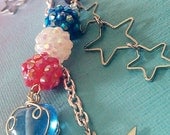 Red, White and Blue Patriotic Bag Charm/Key Chain