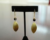 Dangle Earrings - Black and Gold Czech Beads and Brass Marquis Blanks