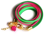 NEON bracelet - RUBBER cord bracelet - skull bracelet - bangle bracelet - spring - fashion jewelry - trendy - gold - wrap bracelet - summer