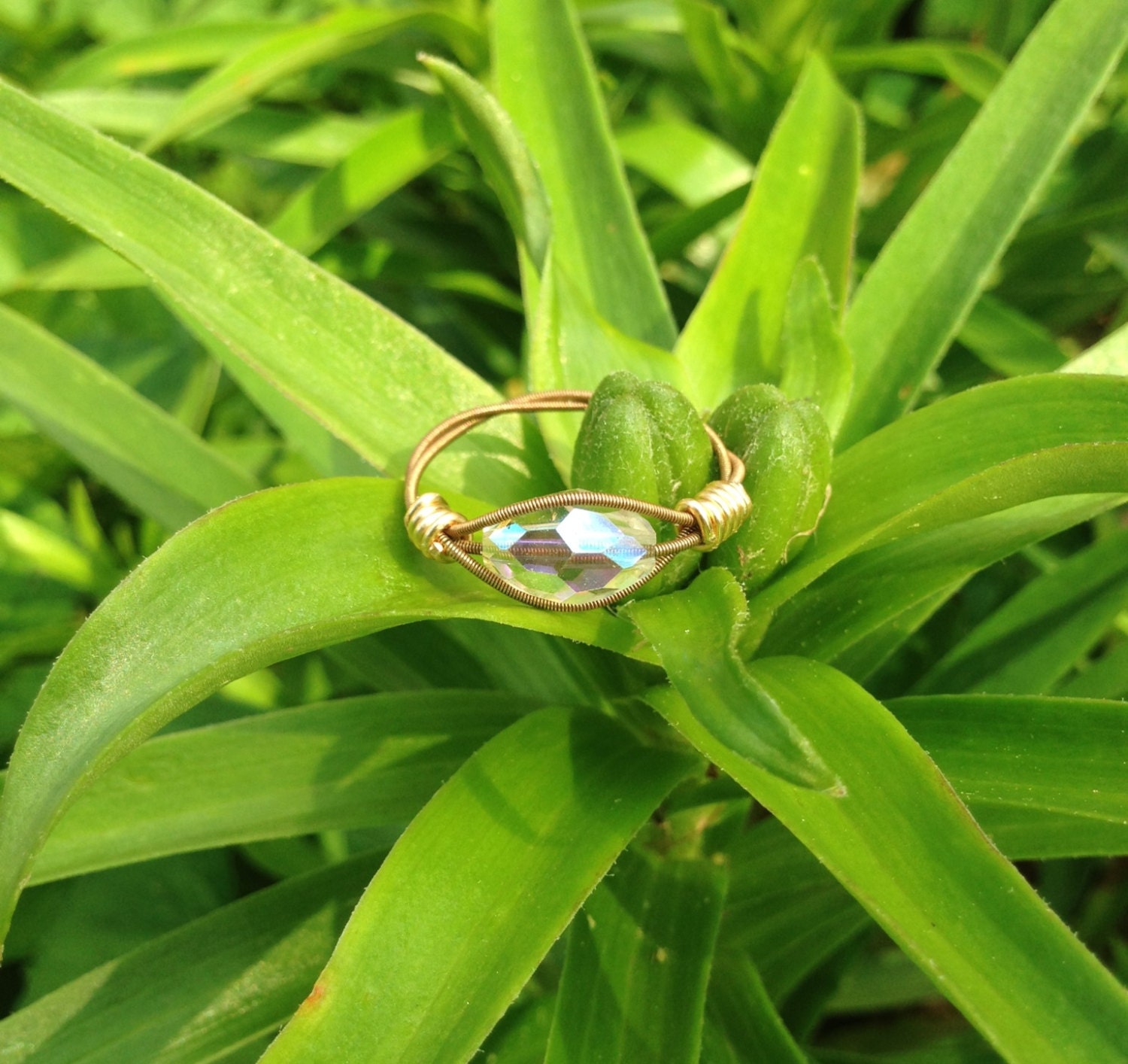 Marquise Classic Upcycled Guitar String RING Gold or Silver - Great Gift Idea for Anyone - Handmade Original Unique Guitar String Jewelry