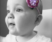 Single Flower Headband - Pink Wool Felt Flower Headband with Vintage Inspired Flowers - Newborn Headband