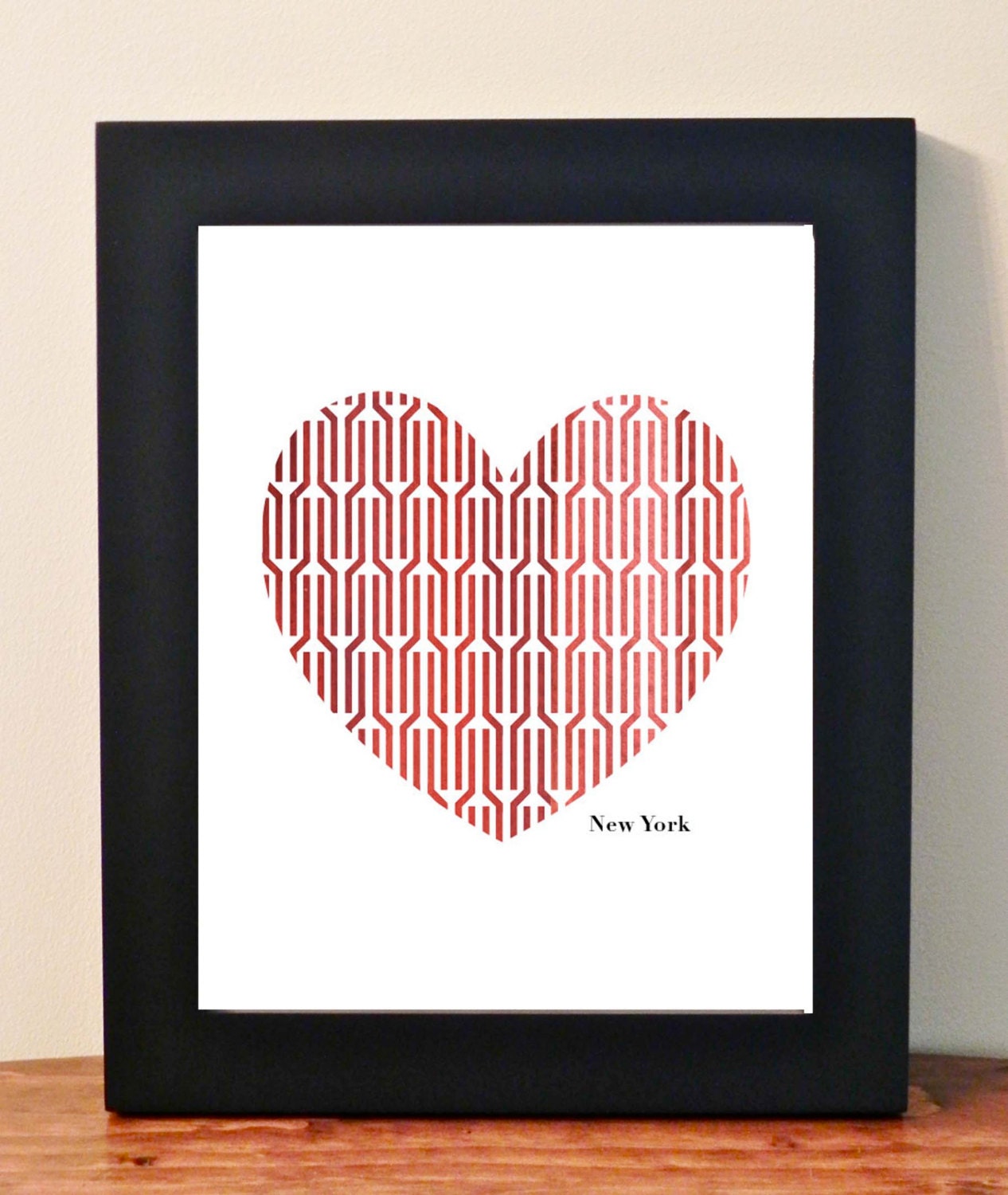 8 x 10 RED Digital Print I Heart New York Valentine's Day High Line NYC Original Pattern Modern New York City Home Decor Graphic