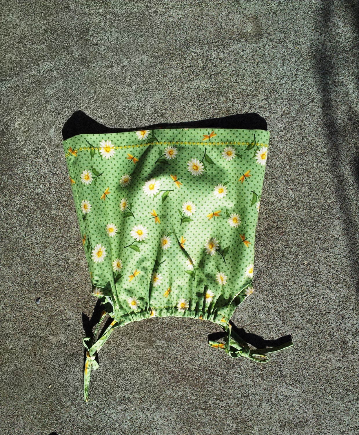 Girls summer top pillowcase style white flowers green cotton cottage garden childrens clothing