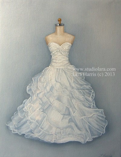 As seen on Style Me Pretty: CUSTOM Wedding Dress Illustration Painting in OIL by LARA 11x14 Bridesmaid Maid of Honor Mother of the Bride