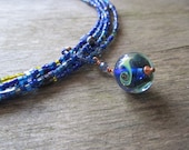 Blue multistrand necklace - multistrand lampwork necklace - blue glass necklace - europeanstreetteam