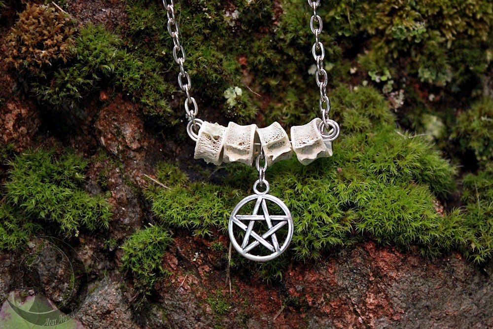 salmon vertebrae & pentacle necklace