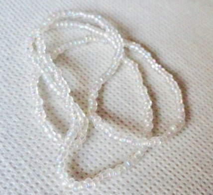 Clear Bead Destash Strand, Irredescant Clear Seed Beads, Jewelry Making Supplies