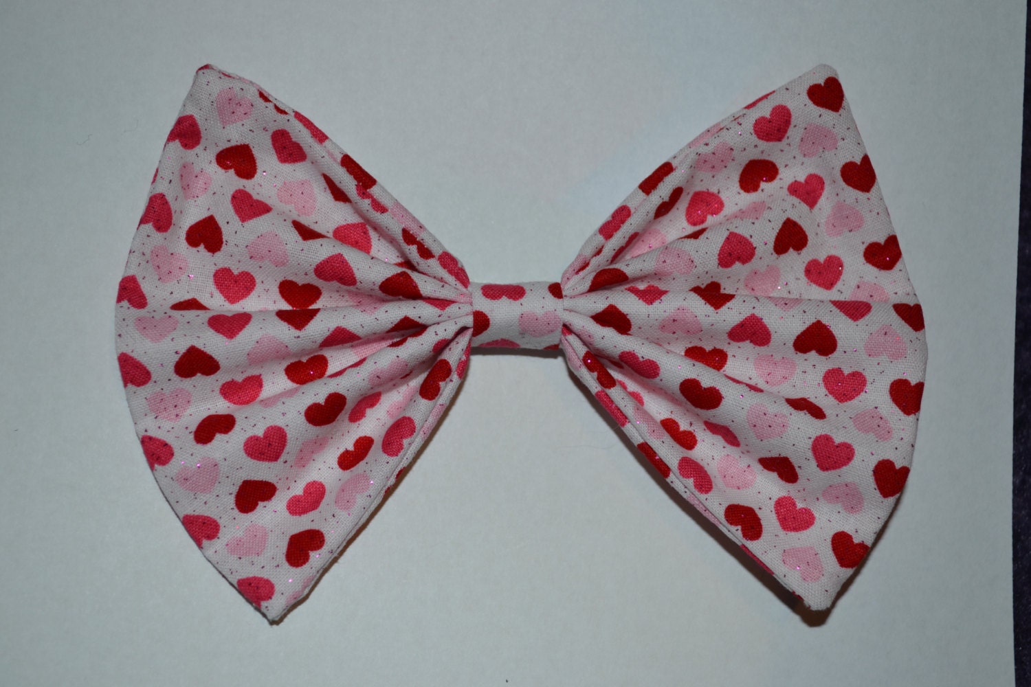 Valentine's Day Hearts with Glitter Hair Bow