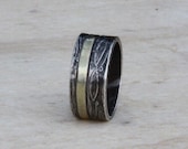 18kt gold inlaid mans ring of sterling silver - mans engagement - wedding -