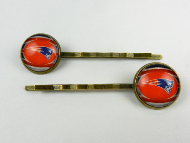 New England Patriots Glass Bobby Pins, Images Cut From Trading Cards