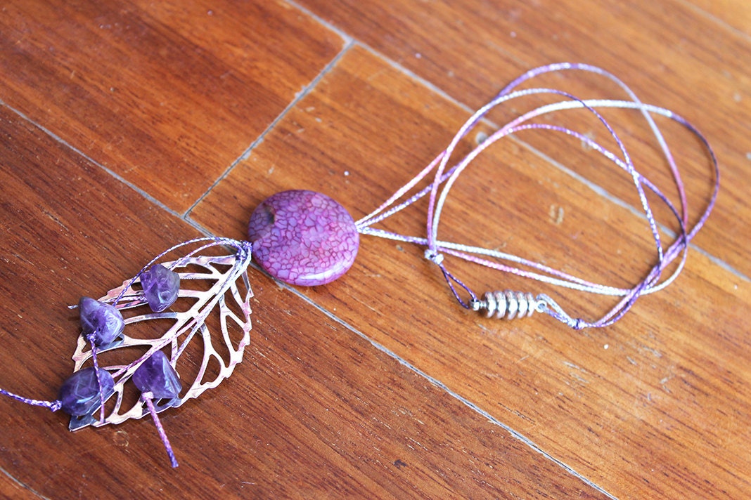 Amethist leaf necklace
