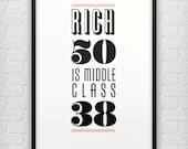 Typography Print, Quote Print, 30 Rock, Type Poster, Jack Donaghy, Black, White, Red, Office Decor, Wall Decor - Rich 50 (12x18)