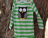 Hand-Embroidered Applique Owl Bodysuit