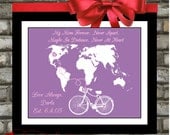 Mother's Day Gift Mom Birthday Distance: Custom Bicycle Print ANY Quote & Colors Long Distance Relationship Gift Print Home Decor Wall Art