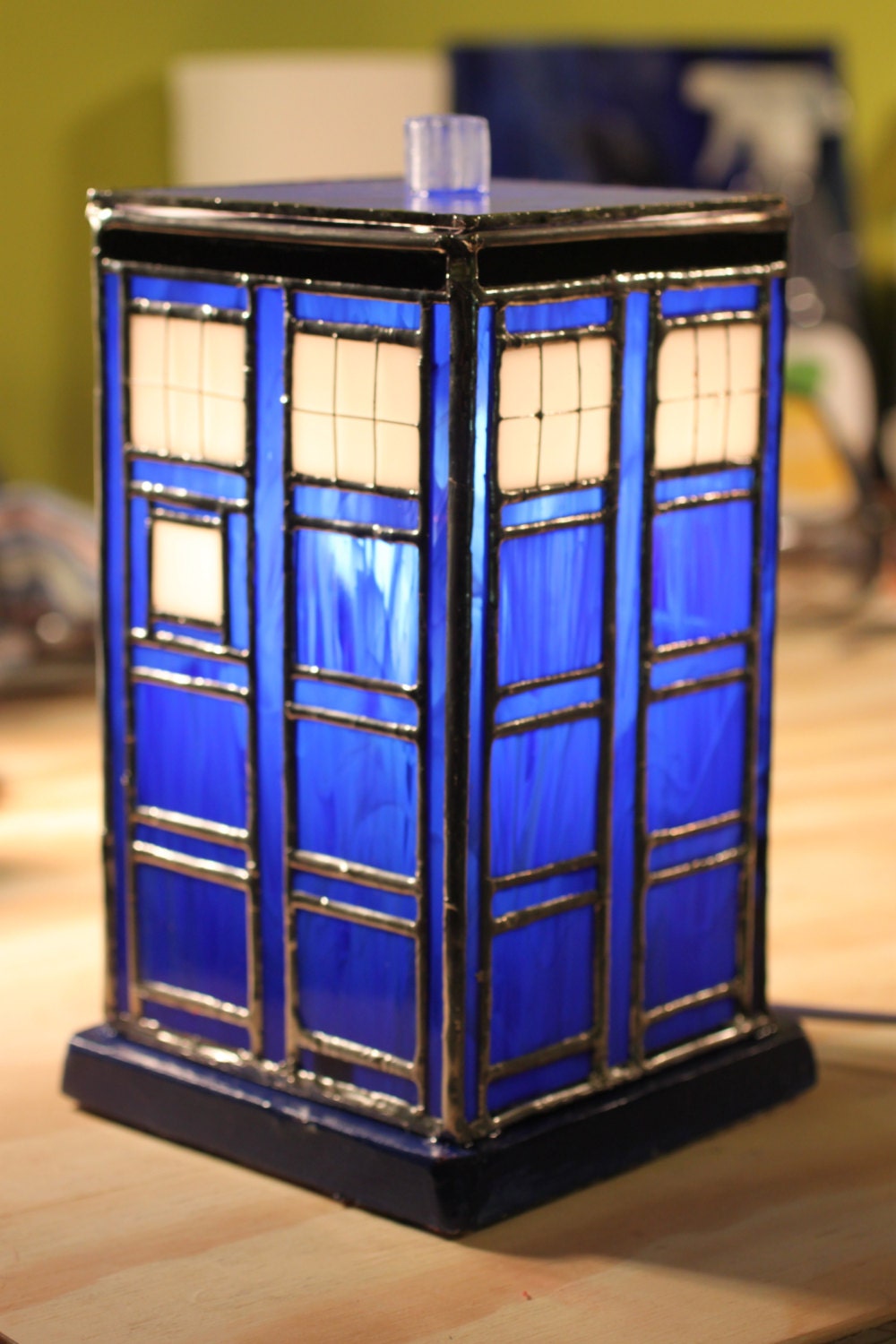 Stained Glass TARDIS Lamp
