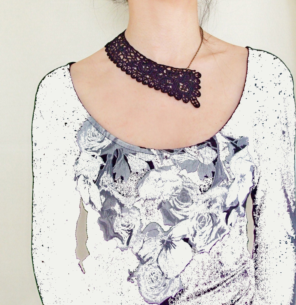 SALE   black victorian lace bib necklace large choker vintage gothic  lace necklace art deco womens jewelry