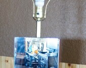 mid century Hollywood glam mirror base lamp mad men decor glass bulb finial walnut laminute table lamp