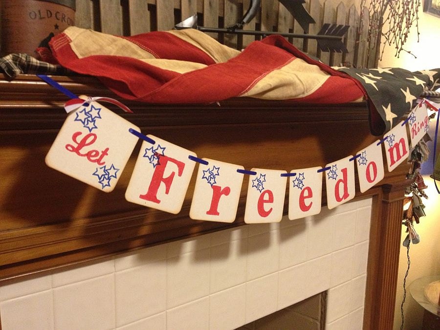 July 4th Decorations Let Freedom Ring banner July 4th Patriotic Banner  banner Photo prop Independence Day garland sign