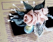 fascinator/handmade  rose/flower/ /ribbon/hair clip/ birthday gift/wedding bridal hair accessaries/headpiece/prom/cocktail