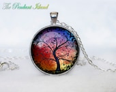 TREE OF LIFE Pendant  Tree of life Necklace Orange Turquoise  Yellow White Silver Jewelry Necklace for him  Art Gifts for Her(P3H04V02)