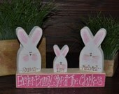 Easter Block Set-Personalized Wood Block Love Set - home decor primitive block gift holiday personalized wood sign Easter Decor