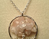 Rose Quartz Tree of Life ---Birthday Wedding Trees Handmade Jewelry Pendant Celtic Gemstones Wire Wrapped Trees Custom by Just4FunDesign