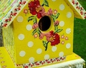 Whimsical Hand-Painted Floral Birdhouse