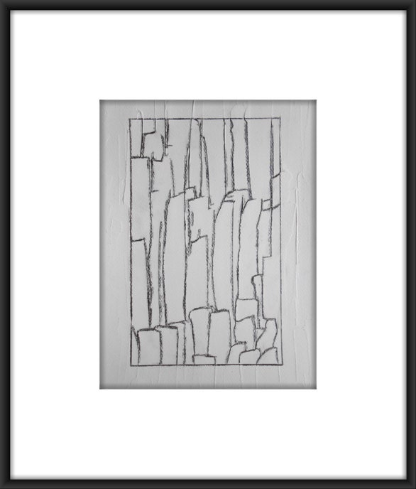 Fine art Modern Abstract OOAK Texture Mixed Media Painting/Sketching 11.7x8.3 " Rectangle Sketch"