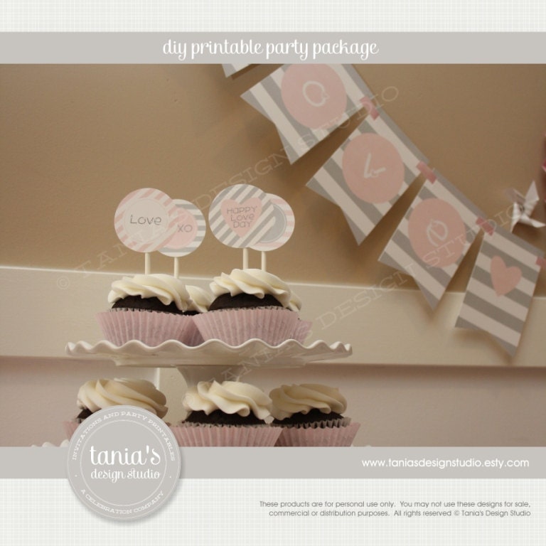 Sweet Valentine Printable Party Package by tania's design studio