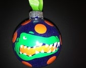 Glittered Florida Gators inspired Personalized Ornament