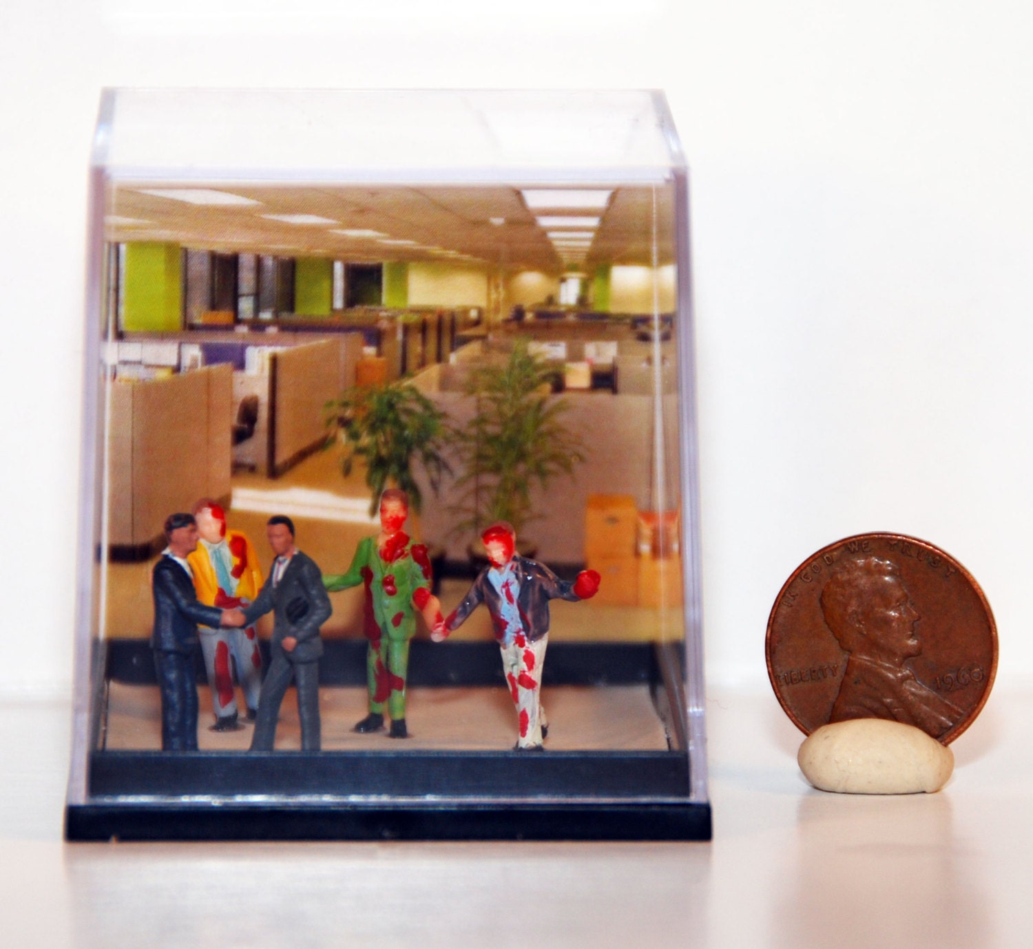 Zombie Office - The Dead Walking Zombie Apocalypse Diorama - Miniature Zombie Scene - HO Scale Zombie Diorama