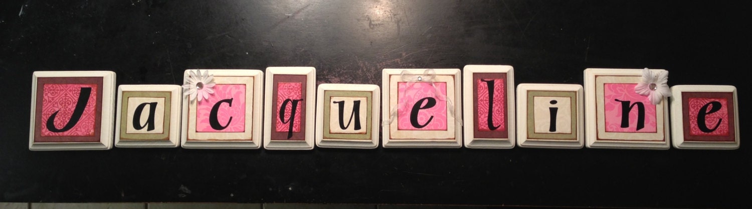 Child Baby name letters, hanging wall letters, kid wall decor, nursery decor, baby name sign, name blocks, personalized custom gift, pink