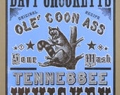 DAVY CROCKETT'S WHISKEY Hand Printed Letterpress Poster