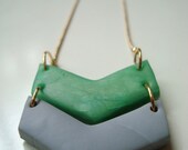 SALE - NECKLACE in green and gray - triangle - geometric - by STICKTAILS - STICKTAILS