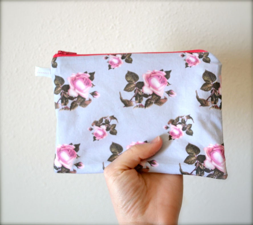 Flamenca Roses  ... a LIGERMILK production.  canvas lined zipper pouch with loop