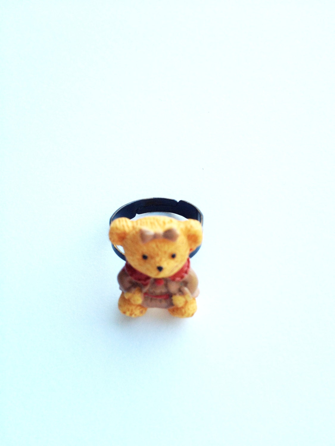 Pretty Little Teddy Bear beige Free size Ring :) Happy Lovely Cute Kawaii Jewelry for Kids and Girls xoxo Love Factory