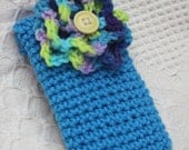 Funky Flower Cell Phone Pouch - Handmade Crochet - fits most phones