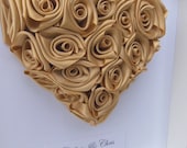 Golden Wedding Anniversary Heart of Roses Framed 3D Picture Anniversary / Wedding /  Engagement Gift Present