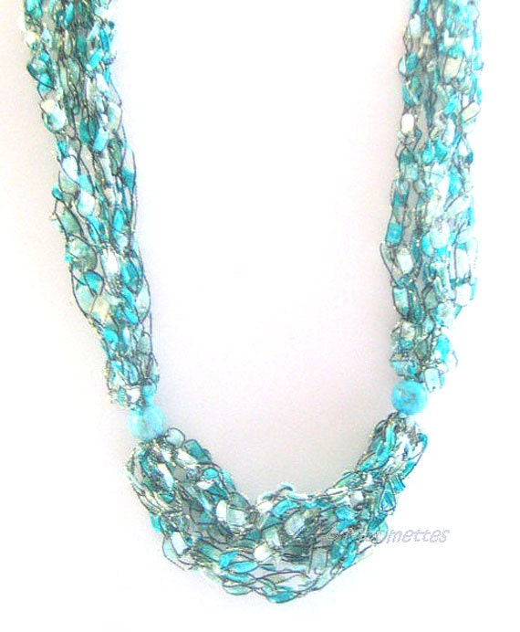 Summer Necklace Crochet Necklace Mint Pastel Jewelry Trellis Ribbon Ladder Yarn Necklace Handmade Jewelry Moomettes Crochet Teacher Gift